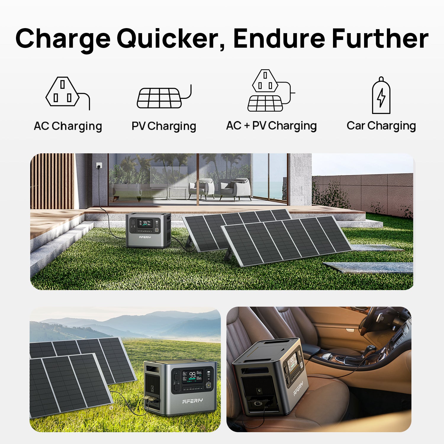 AFERIY P210 Portable Power Station offers multiple charging options for added convenience