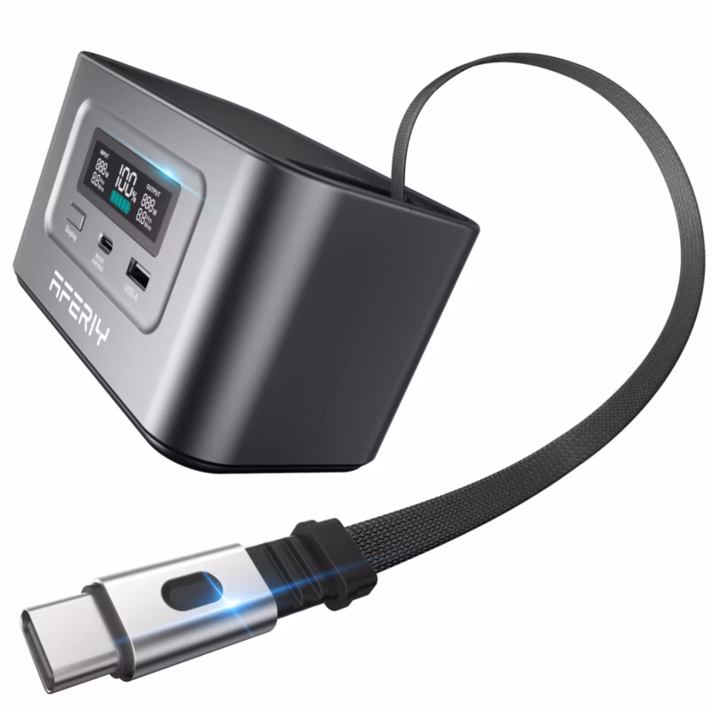 AFERIY Nano100 99.2Wh power bank with retractable 100W USB-C cable