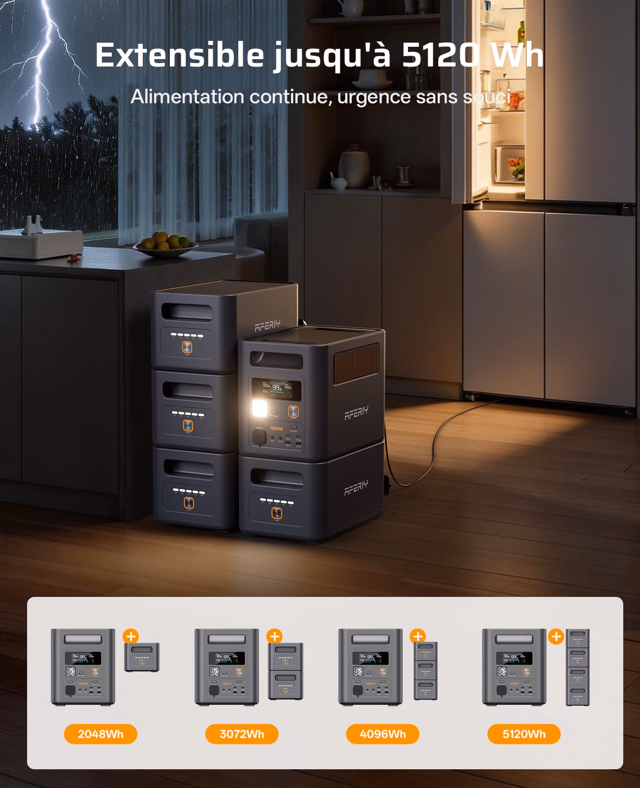 AFERIY Nomad1800 Pro : station électrique 1800 W extensible jusqu’à 5120 Wh - 4