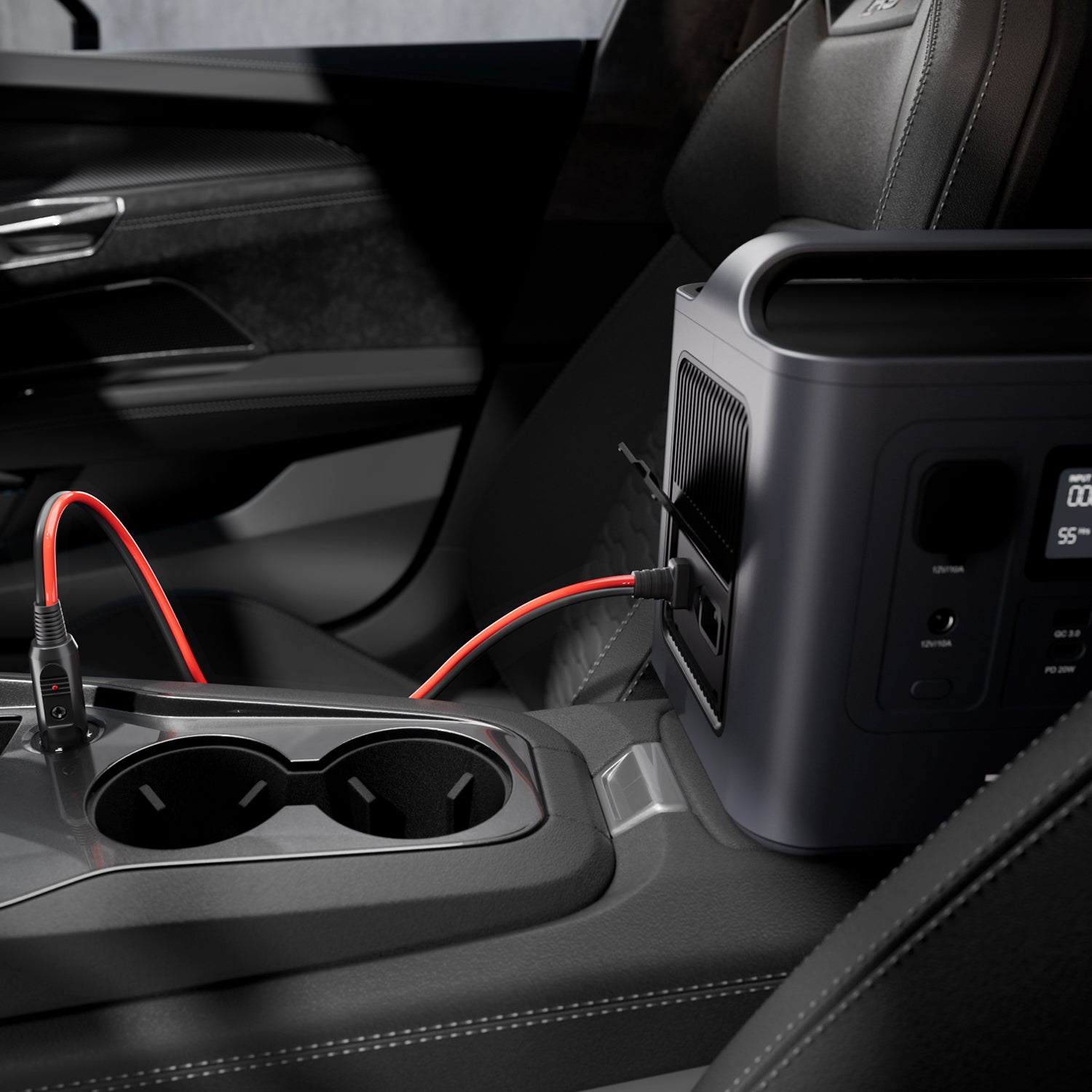 Plug This XT60 connector car cigarette lighter plug charging cable into the car cigarette lighter plug to recharge your power station