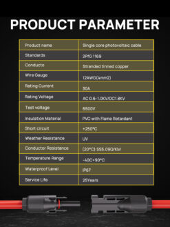 Technical Details of Solar Panel Extension Cable